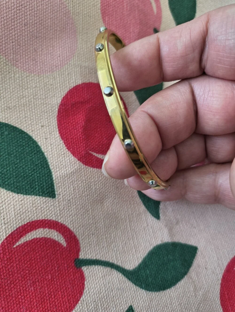 Michael Kors Heritage Astor Gold Tone Silver Studded Cuff Bangle. Estate Find